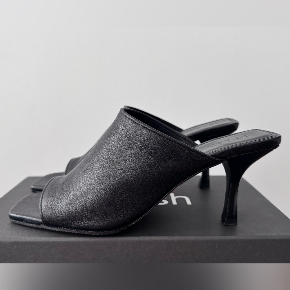 Ba&sh Brand New Black Leather High Heel Mules